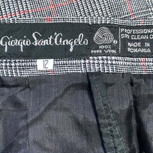 Vintage Giorgio Sant’Angelo Wool Black Houndstooth Plaid Tailored Pencil Skirt - Picture 9 of 10